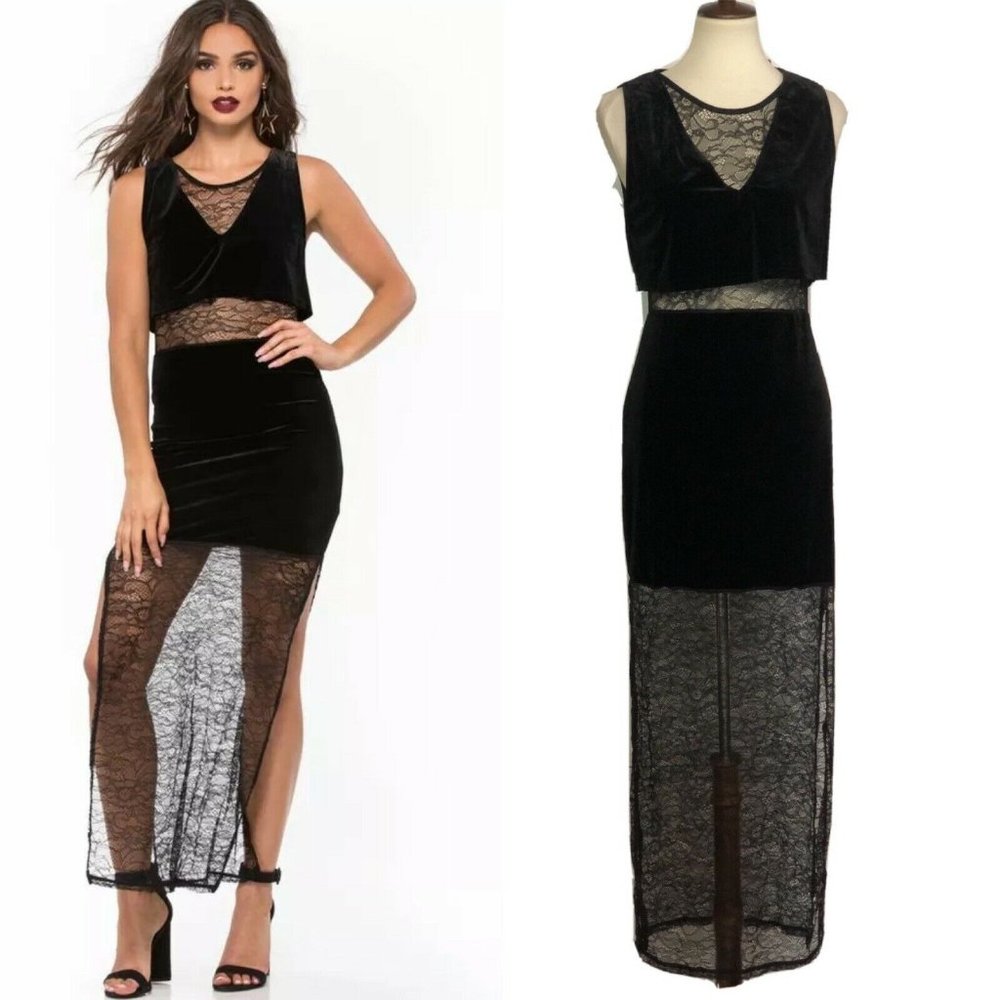 MINKPINK Alexia Velvet Lace Maxi Dress M